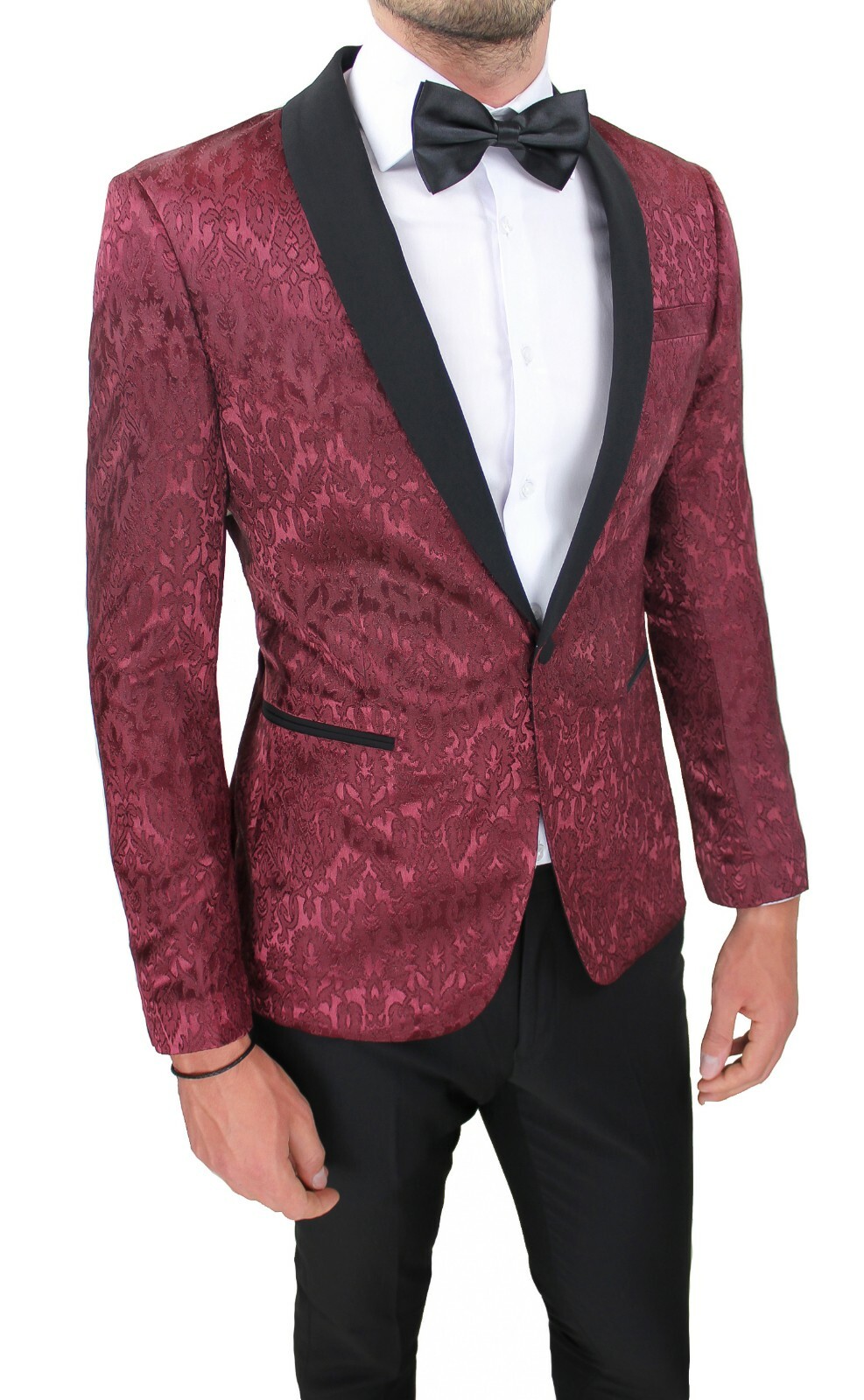 ABITO COMPLETO UOMO SARTORIALE BORDEAUX ELEGANTE RASO DAMASCATO SPOSO  TESTIMONE